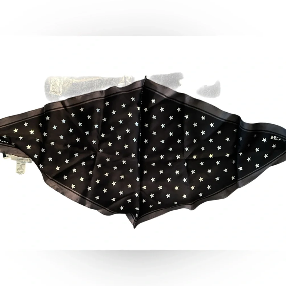 Coach Star Silk Bandana Charcoal and Silver - Picture 2 of 4
